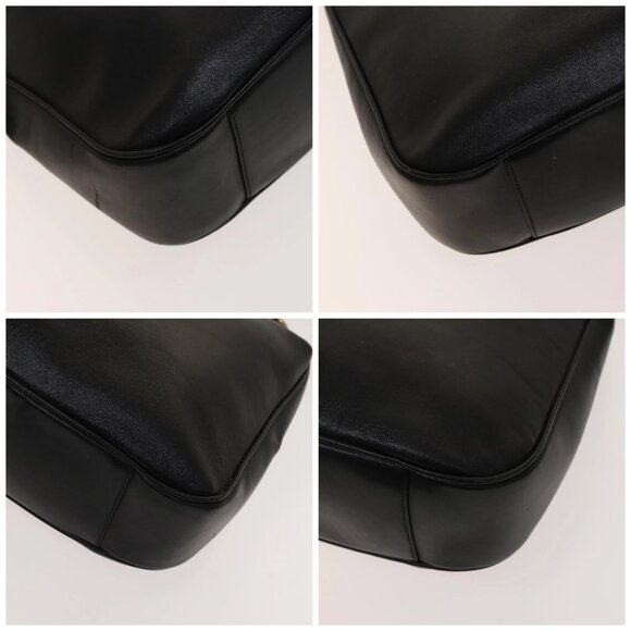 GUCCI Bamboo Shoulder Bag Leather 2way Black Gold 001 3444 1577 Auth 140164 - Picture 15 of 16